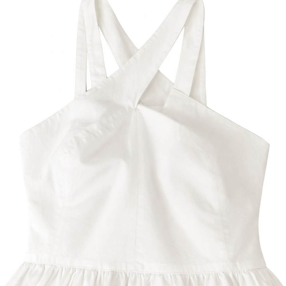 Moda International White Cotton Fit & Flare Halter Dress Women 10 Sorority Rush - Picture 3 of 6
